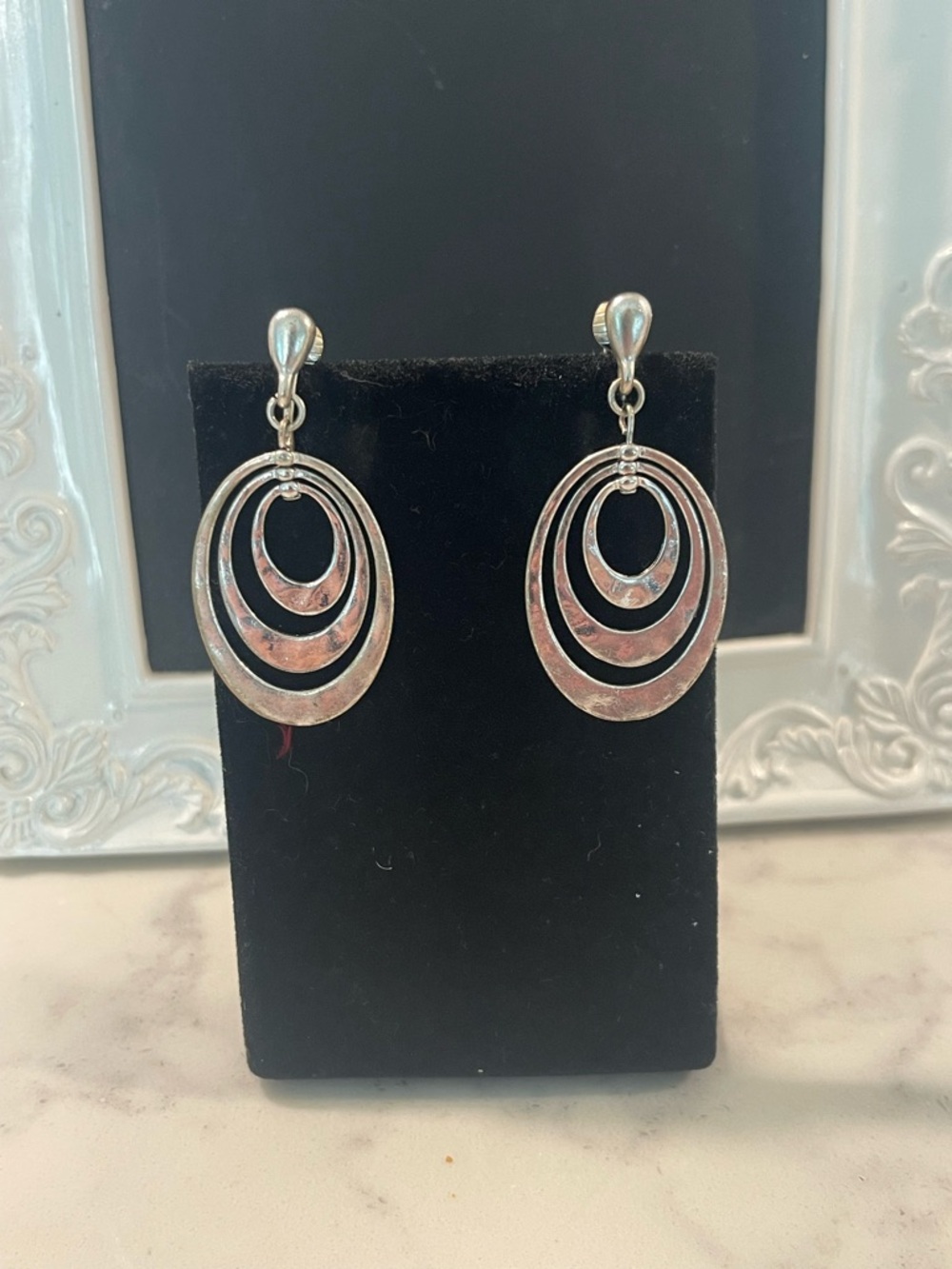 Silver Multi-Hoop Drop Earrings - Elegant Women Jewelry